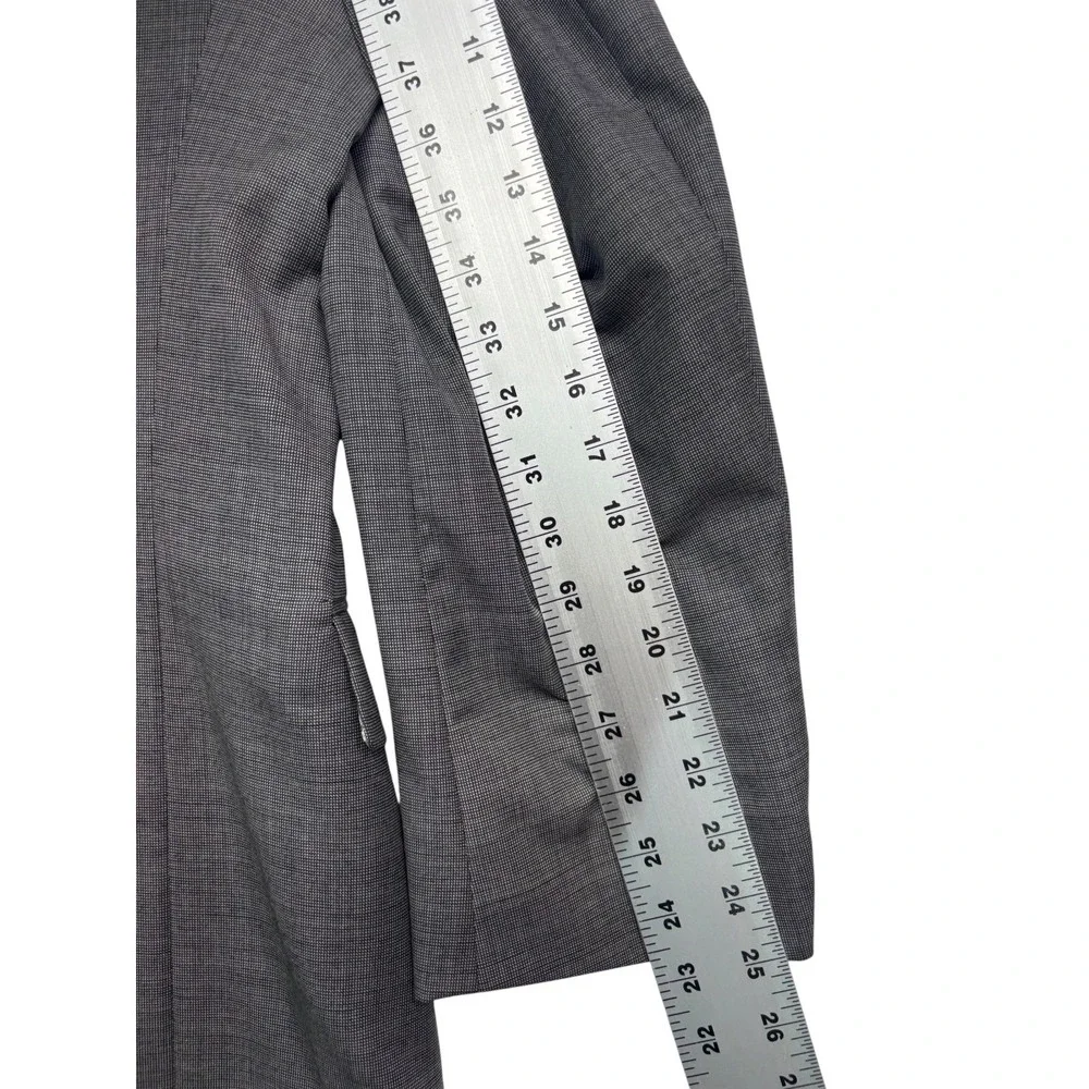 Hart Schaffner Marx 42R 36x32 Gray Micro Nailhead 2pc Pant Suit Pleated USA Wool